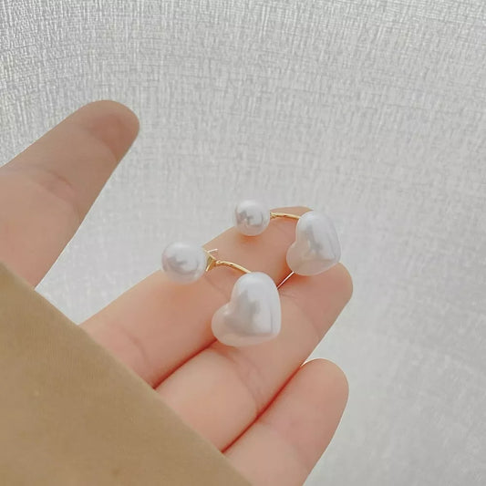 Pearl Heart Jacket Earrings – Elegant Back Lock Design | Unique Gift-Ready Jewellery