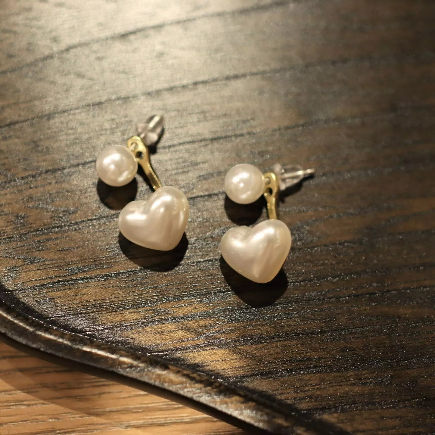 Pearl Heart Jacket Earrings – Elegant Back Lock Design | Unique Gift-Ready Jewellery