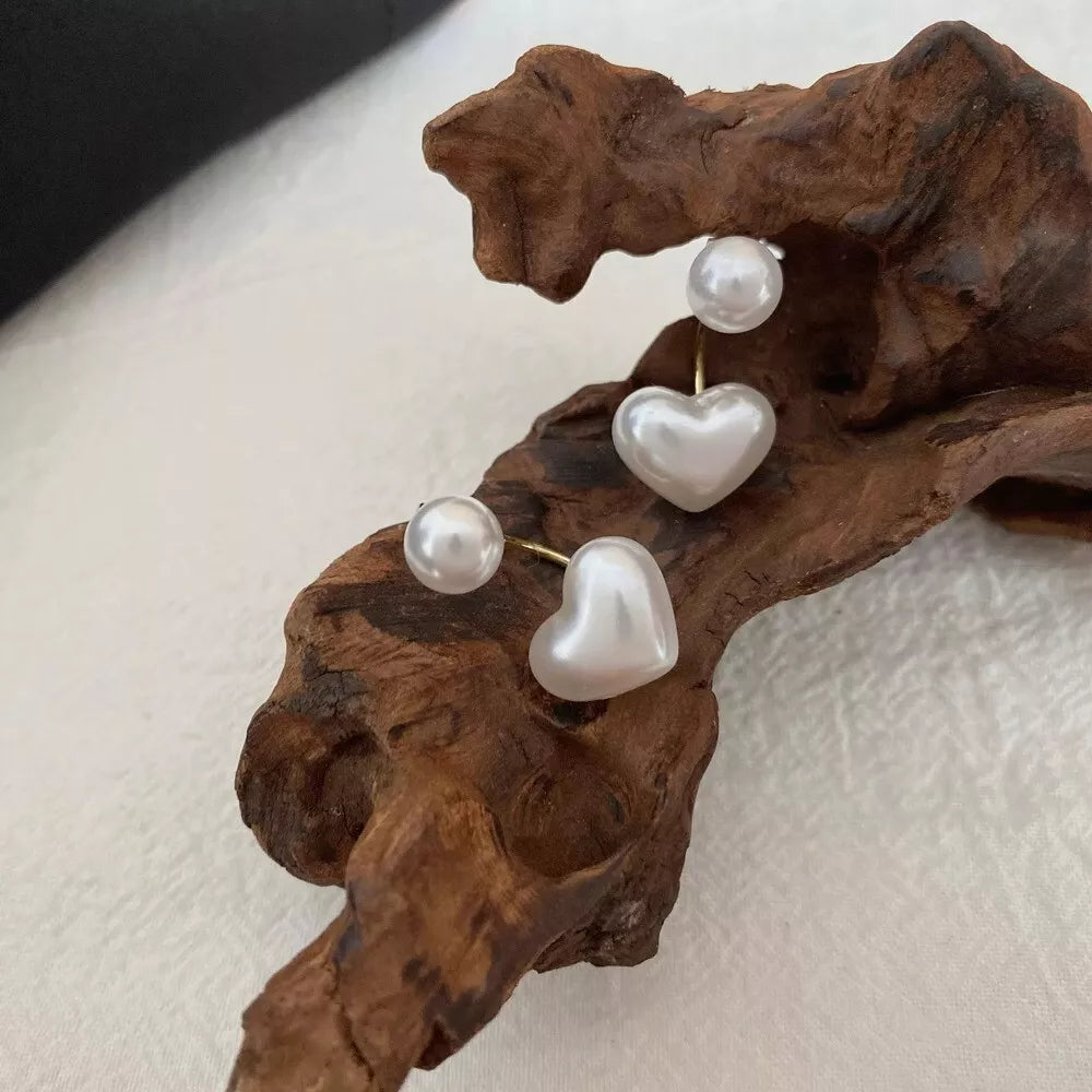 Pearl Heart Jacket Earrings – Elegant Back Lock Design | Unique Gift-Ready Jewellery