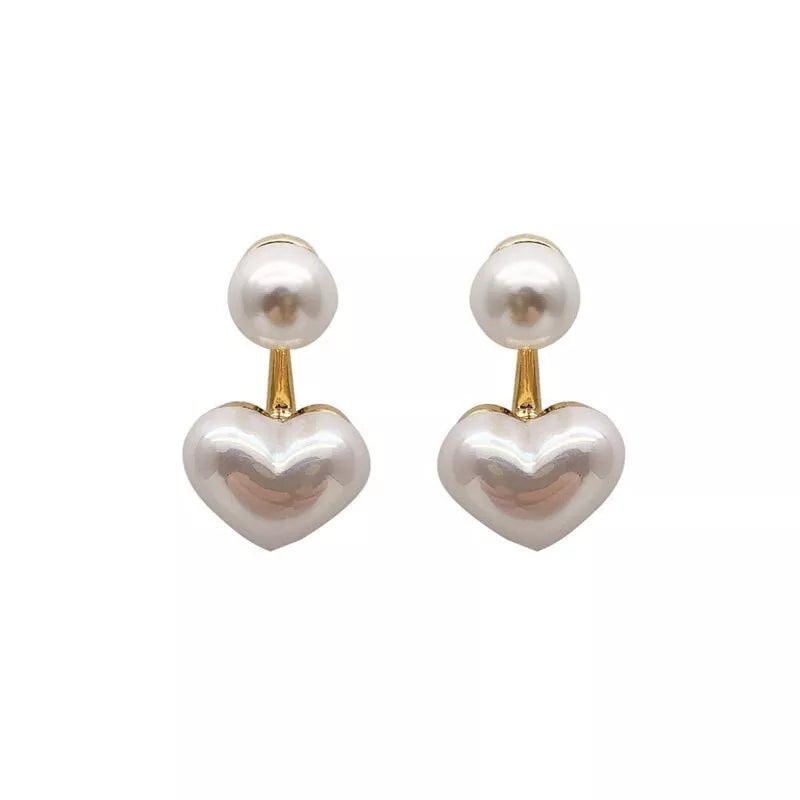 Pearl Heart Jacket Earrings – Elegant Back Lock Design | Unique Gift-Ready Jewellery