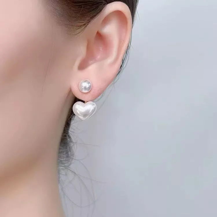 Pearl Heart Jacket Earrings – Elegant Back Lock Design | Unique Gift-Ready Jewellery