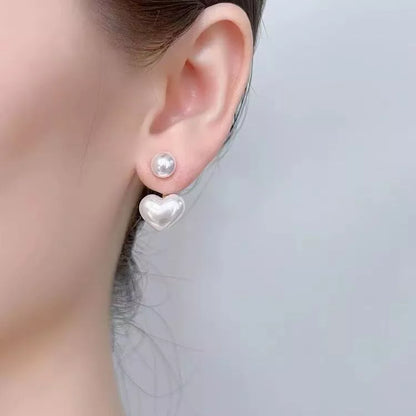 Pearl Heart Jacket Earrings – Elegant Back Lock Design | Unique Gift-Ready Jewellery