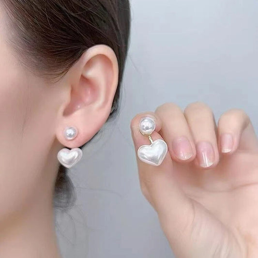 Pearl Heart Jacket Earrings – Elegant Back Lock Design | Unique Gift-Ready Jewellery