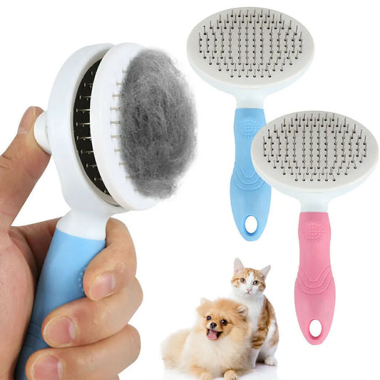 Pet Dog Self Cleaning Slicker Brush | Cat Hair Grooming Comb Cleaner