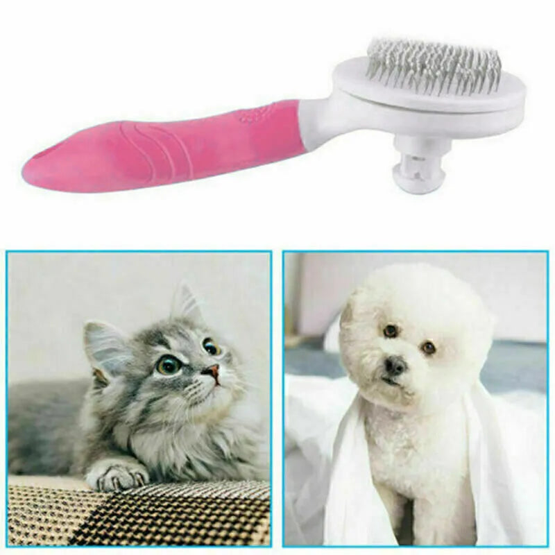 Pet Dog Self Cleaning Slicker Brush | Cat Hair Grooming Comb Cleaner