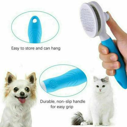 Pet Dog Self Cleaning Slicker Brush | Cat Hair Grooming Comb Cleaner