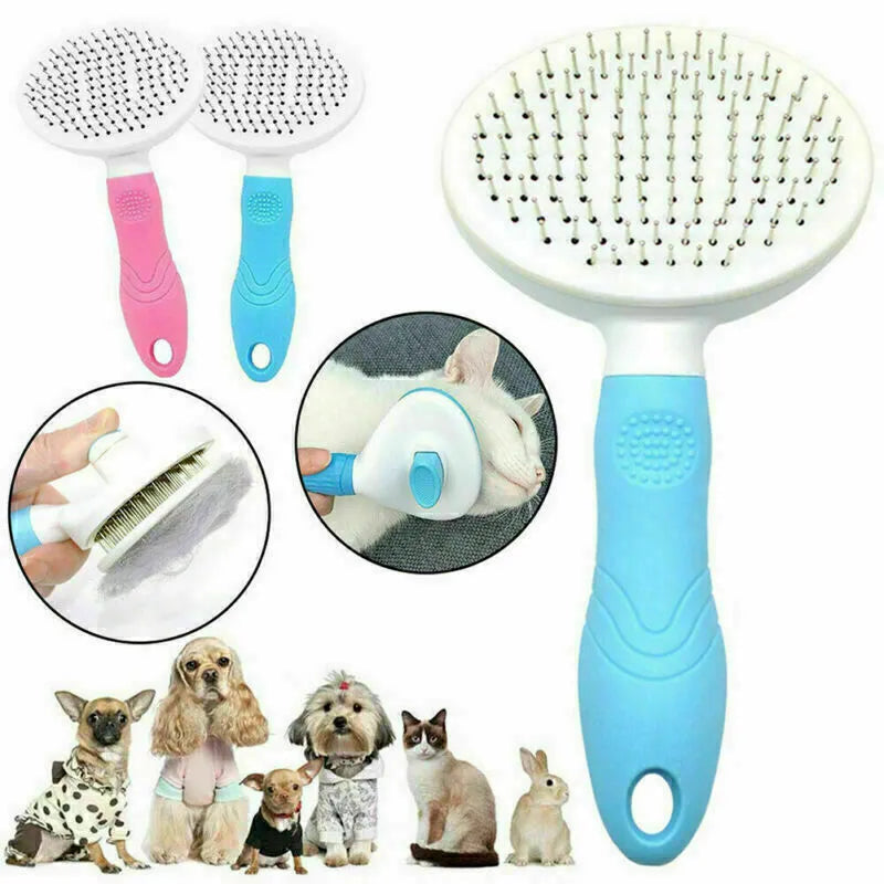 Pet Dog Self Cleaning Slicker Brush | Cat Hair Grooming Comb Cleaner