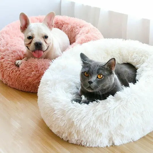 Pet Donut Beds for Cat and Small Dog | Fluffy Dog Bed Cuddle with Anti-Slip & Water-Resistant Bottom
