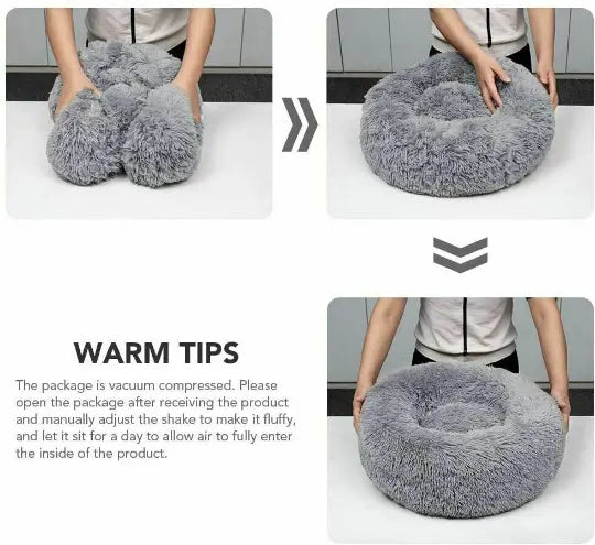 Pet Donut Beds for Cat and Small Dog | Fluffy Dog Bed Cuddle with Anti-Slip & Water-Resistant Bottom