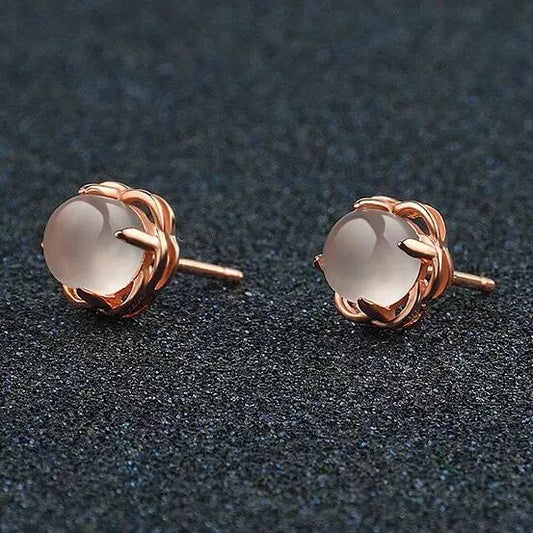 Pink Crystal Rose Gold Stud Earrings – 925 Sterling Silver Jewellery Gift for Women