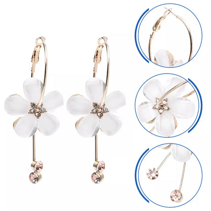 Five Petal Flower Drop Stick Earring Stud
