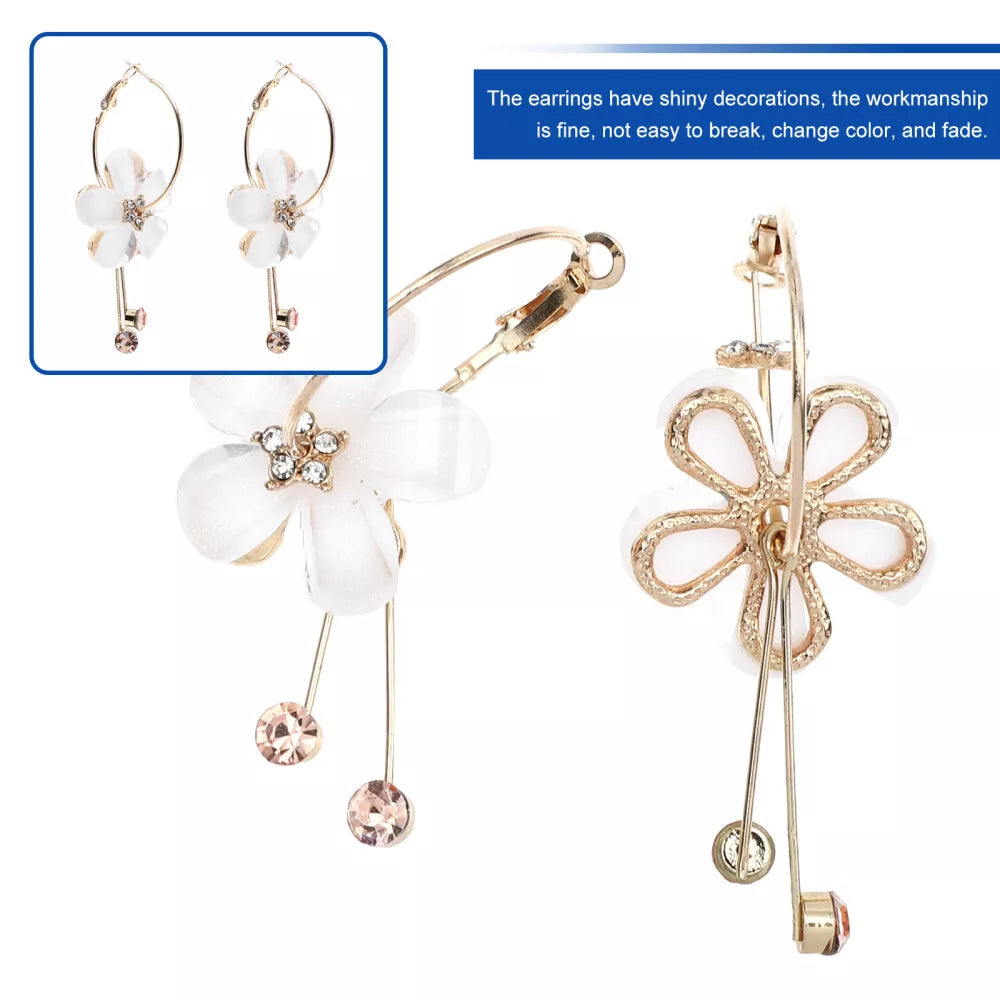Five Petal Flower Drop Stick Earring Stud
