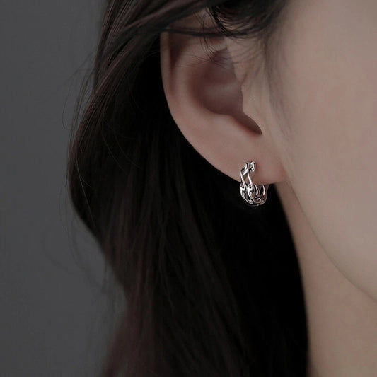 925 Sterling Silver Twisted Hoop Earrings – Women's Fashion Jewellery Gift, 1.4cm, UK