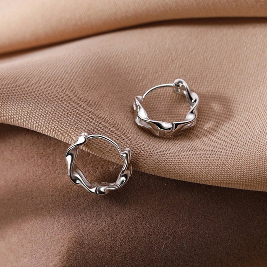 925 Sterling Silver Twisted Hoop Earrings – Women's Fashion Jewellery Gift, 1.4cm, UK