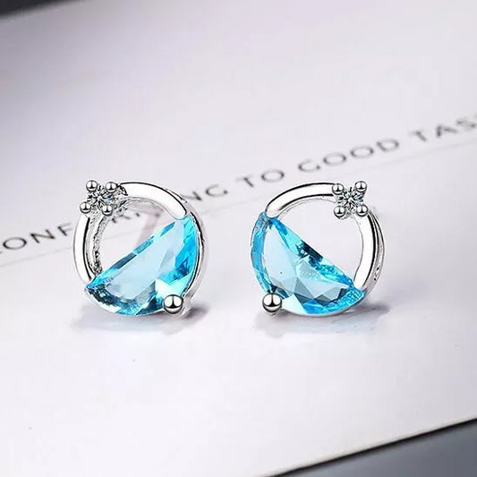 925 Sterling Silver Crystal Stud Earrings for Women – Circle Lake Design Hallmarked Jewellery Gift