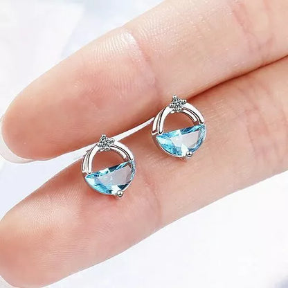 925 Sterling Silver Crystal Stud Earrings for Women – Circle Lake Design Hallmarked Jewellery Gift