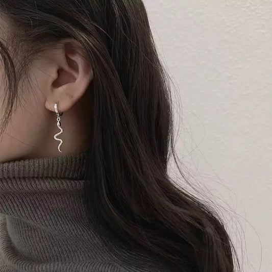 925 Sterling Silver Snake Huggie Hoop Earrings