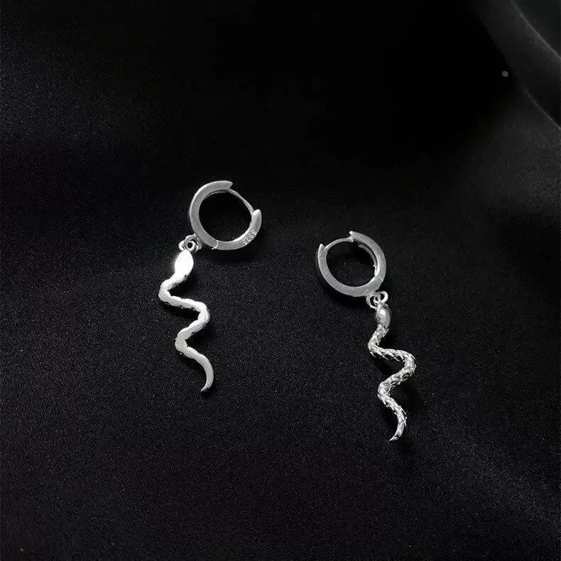 925 Sterling Silver Snake Huggie Hoop Earrings