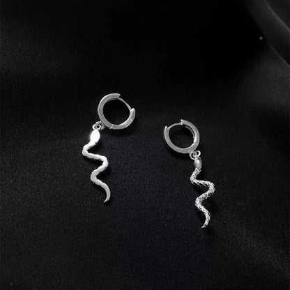 925 Sterling Silver Snake Huggie Hoop Earrings