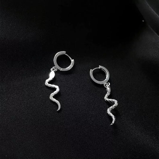 925 Sterling Silver Snake Huggie Hoop Earrings