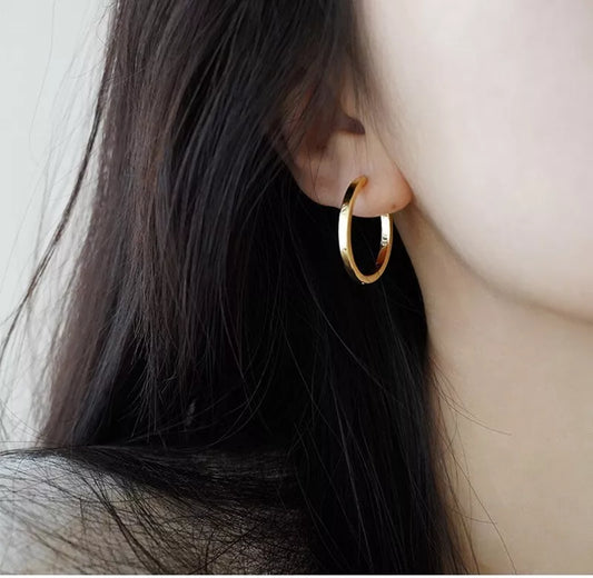 Sterling Silver & Gold Hinged Hoop Earrings – Geometric Sleeper Circle Rings  Perfect Gift