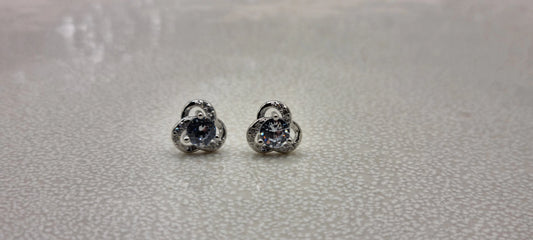 925 Sterling Silver Crystal Swirl Stud Earrings