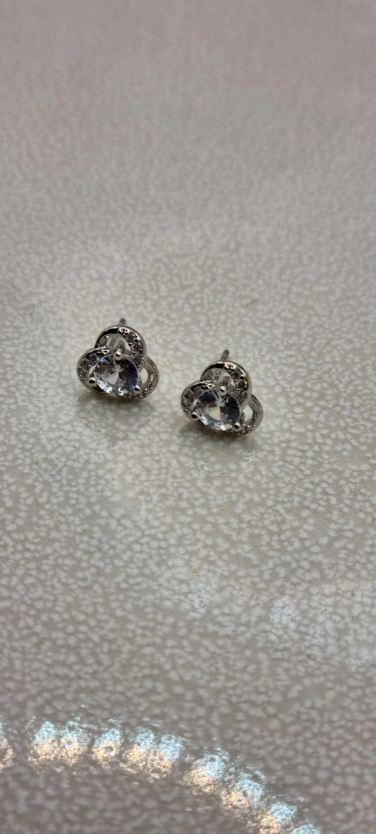 925 Sterling Silver Crystal Swirl Stud Earrings