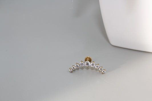 Titanium Zircon Labret Piercing Lip Ring in Gold Color CZ Elegant Titanium Cartilage Helix Lobe Conch Earring Stud for Women