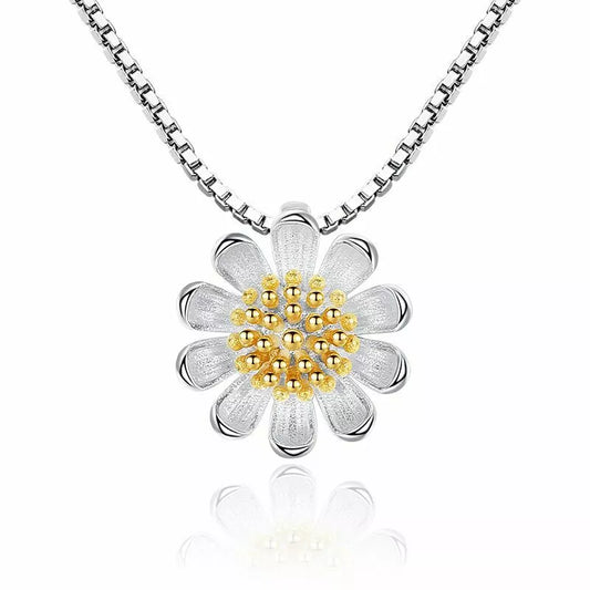 Women Sunflower Pendant Necklace 925 Sterling Silver Jewellery Gift UK