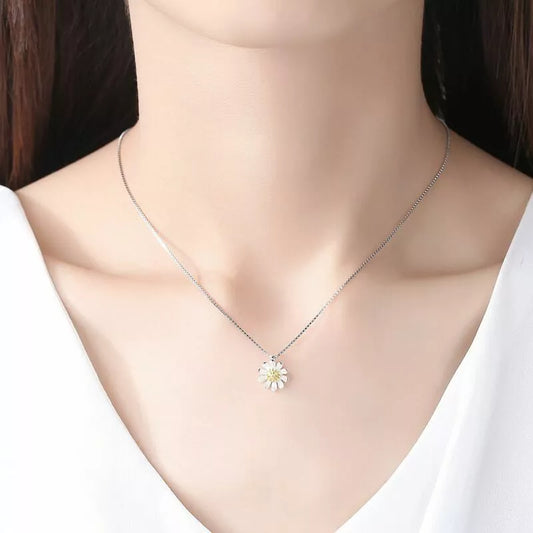 Women Sunflower Pendant Necklace 925 Sterling Silver Jewellery Gift UK