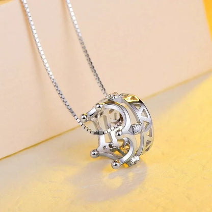 Crystal Crown Pendant Necklace - 925 Sterling Silver Chain  Women's Jewellery Gift for Valentine's & Mother's Day