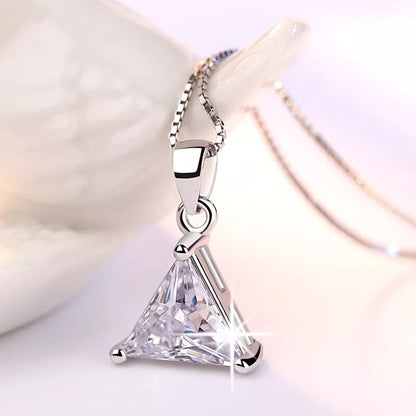 Crystal Triangle Pendant Necklace