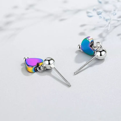 925 Sterling Silver Heart Drop Stud Earrings for Women and Girls