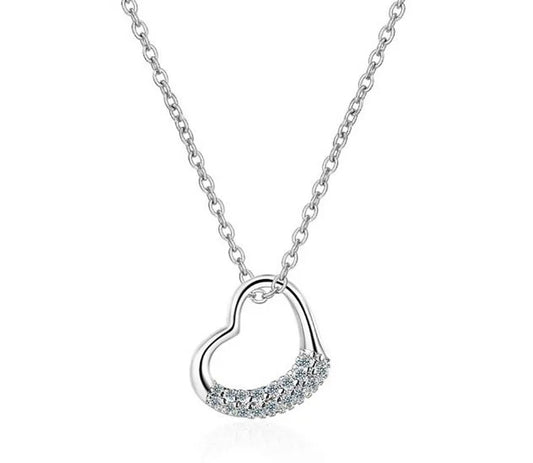 Crystal Heart Pendant 925 Sterling Silver Chain Necklace Womens Jewlery New UK