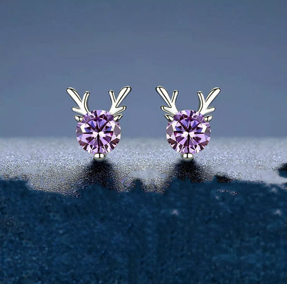 Crystal Elk Stud Earrings for Women and Girls