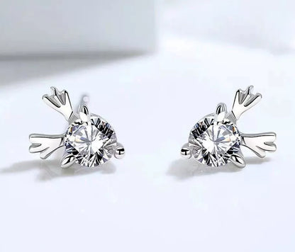 Crystal Elk Stud Earrings for Women and Girls