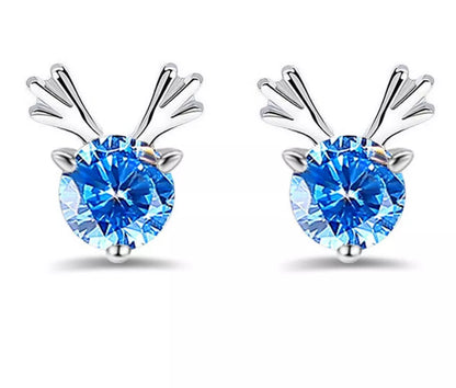 Crystal Elk Stud Earrings for Women and Girls