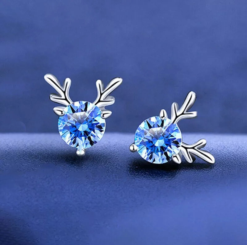 Crystal Elk Stud Earrings for Women and Girls