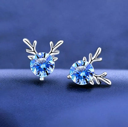 Crystal Elk Stud Earrings for Women and Girls